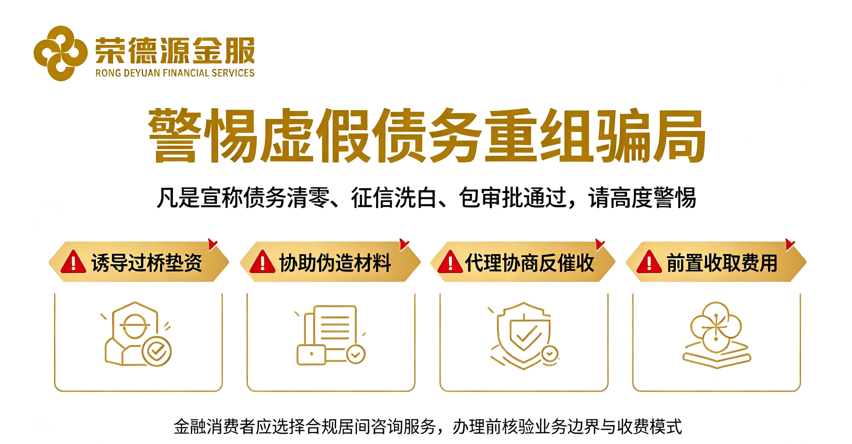 警惕虚假债务重组骗局：诱导过桥垫资、协助伪造材料、代理协商反催收、前置收取费用